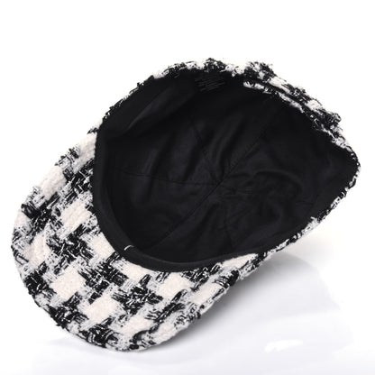 Chanel Tweed CC Cap Hat M Black White 5 of 12