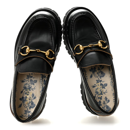 Gucci Cordovan Lux Womens Harald Horsebit 25mm Platform Loafers 37 Black 2 of 10