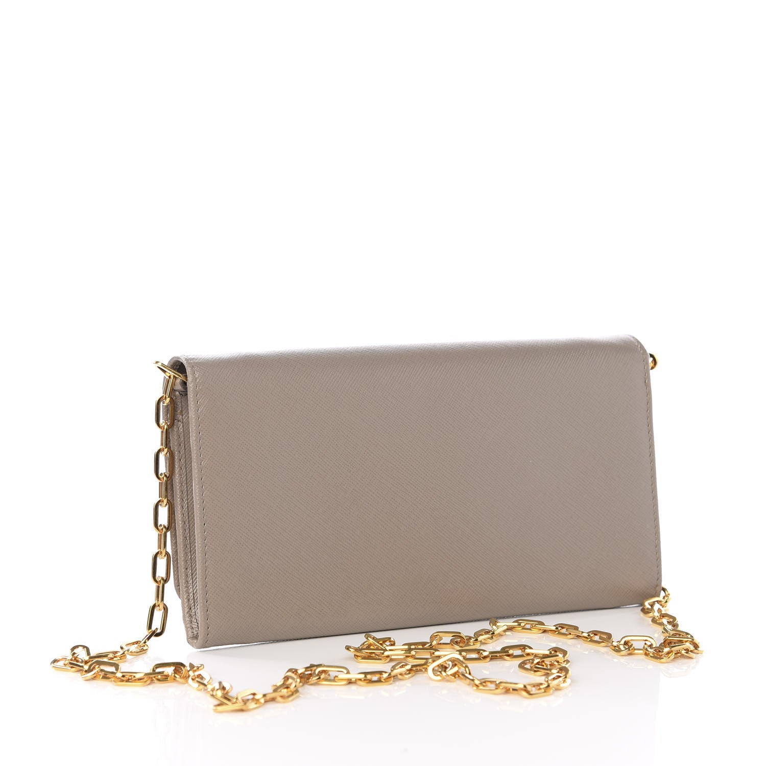 Prada Saffiano Metal Oro Chain Wallet Argilla 4 of 9