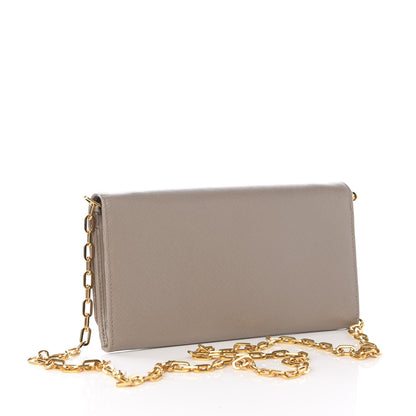 Prada Saffiano Metal Oro Chain Wallet Argilla 4 of 9