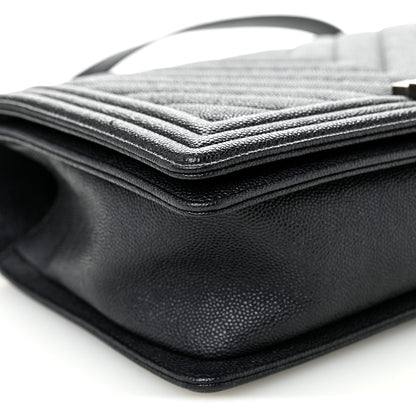 Chanel Caviar Chevron Quilted New Medium Boy Flap Dark Navy Blue 9 of 10