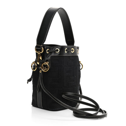 Fendi Canvas Vitello King F is Fendi FF Embroidered Mini Mon Tresor Bucket Bag Black 3 of 10
