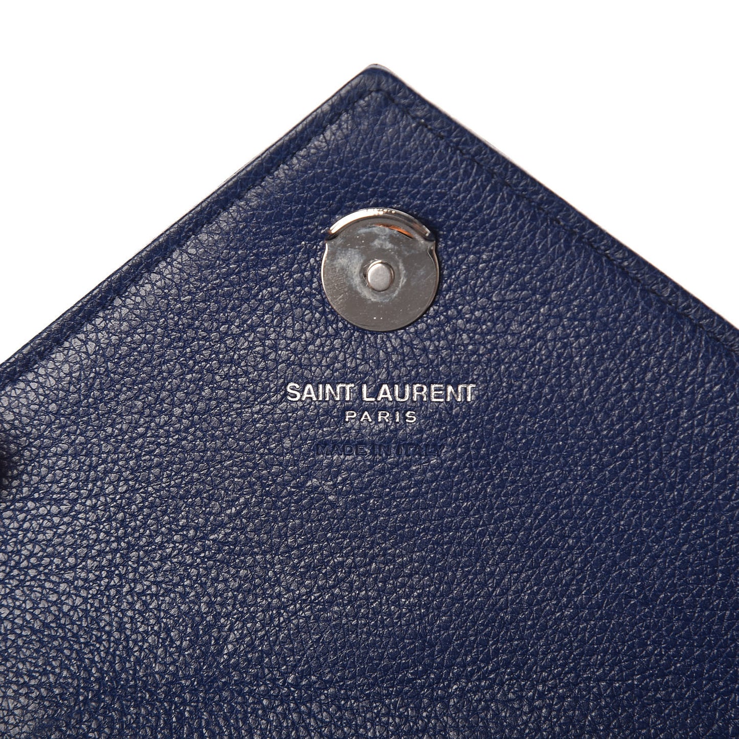 Sheepskin Matelasse Chevron Monogram College Chain Wallet Royal Blue