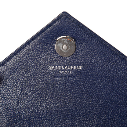 Saint Laurent Sheepskin Matelasse Chevron Monogram College Chain Wallet Royal Blue 8 of 9