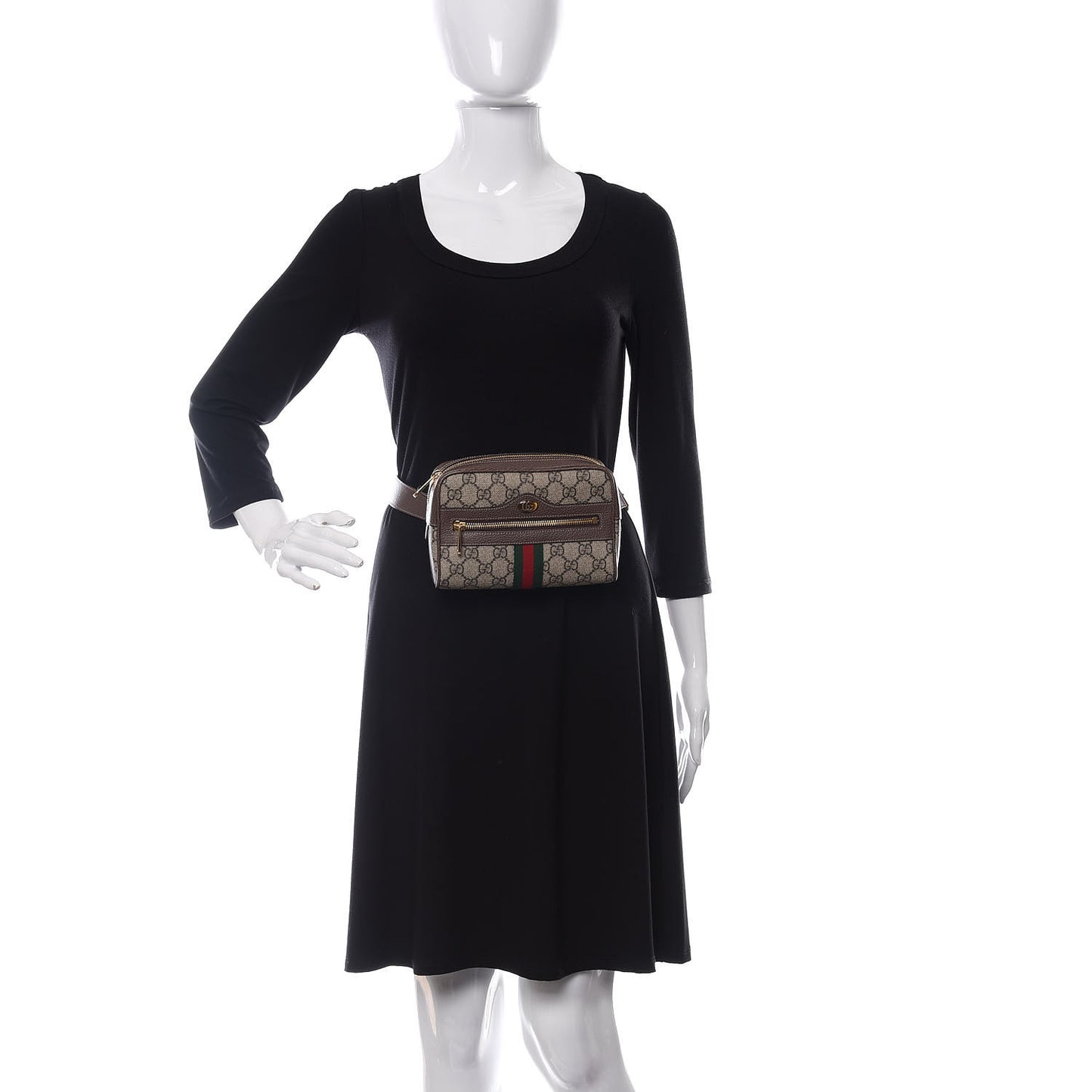 GG Supreme Monogram Web Small Ophidia Belt Bag 95 38 Dark Brown