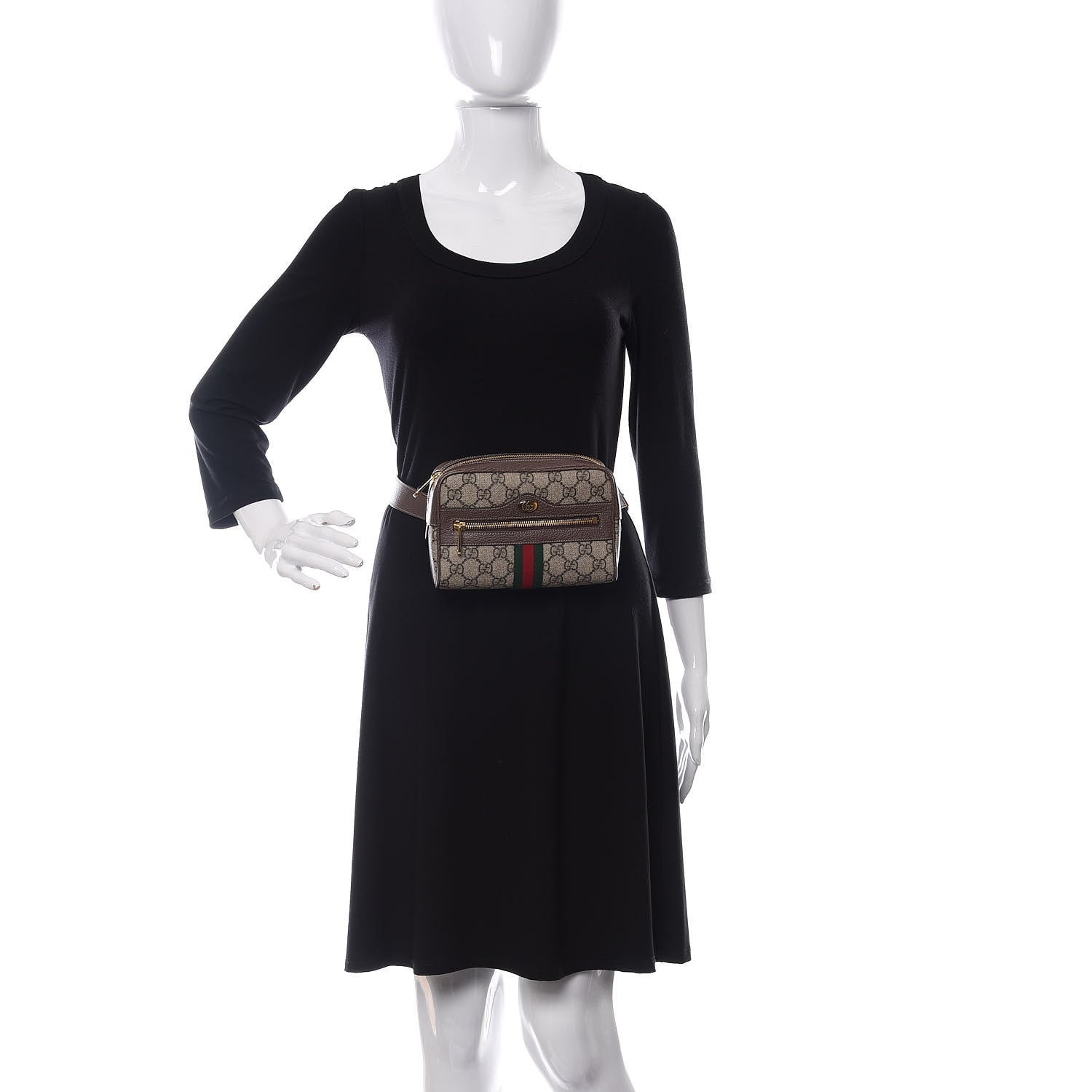 Gucci GG Supreme Monogram Web Small Ophidia Belt Bag 95 38 Dark Brown 2 of 9