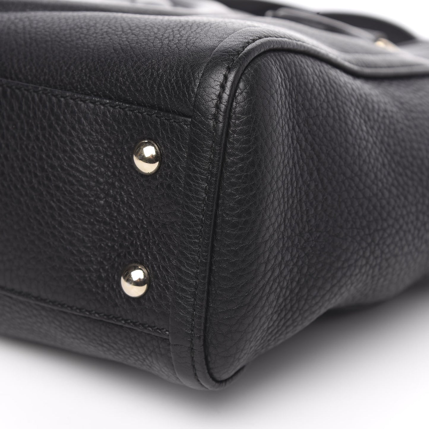 Pebbled Calfskin Small Soho Top Handle Bag Black