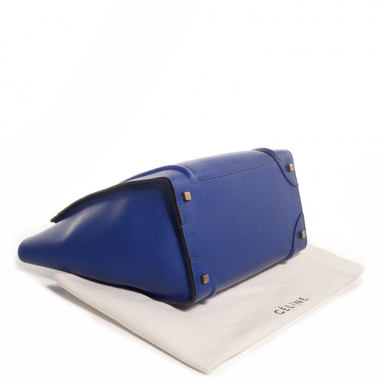 Celine Drummed Calfskin Mini Luggage Indigo 4 of 9