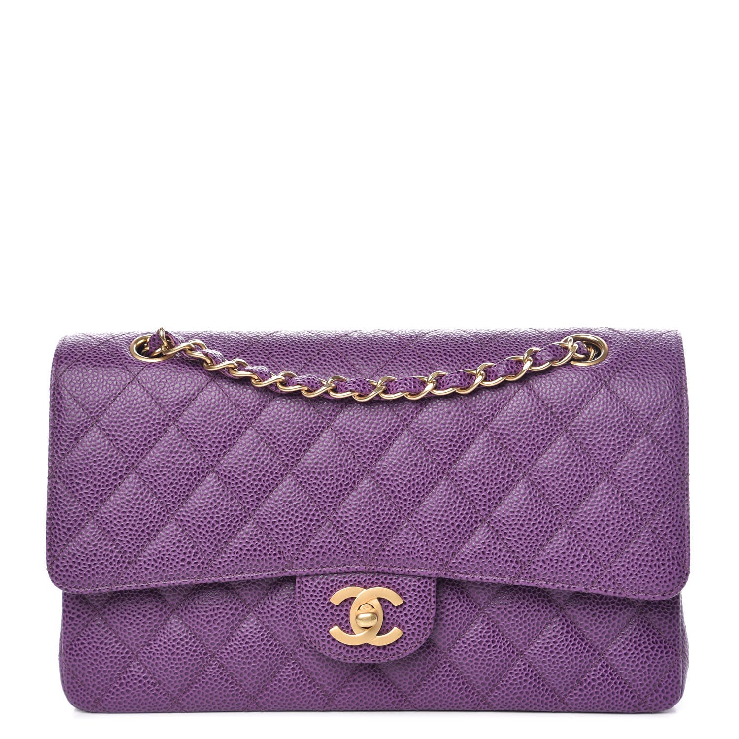 Chanel Caviar Quilted Medium Double Flap Dark Purple 1 of 9