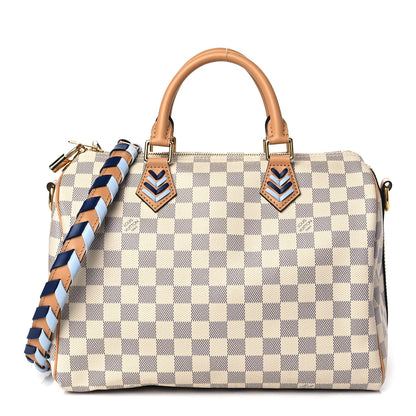 Louis Vuitton Damier Azur Braided Speedy Bandouliere 30 Blue 1 of 9