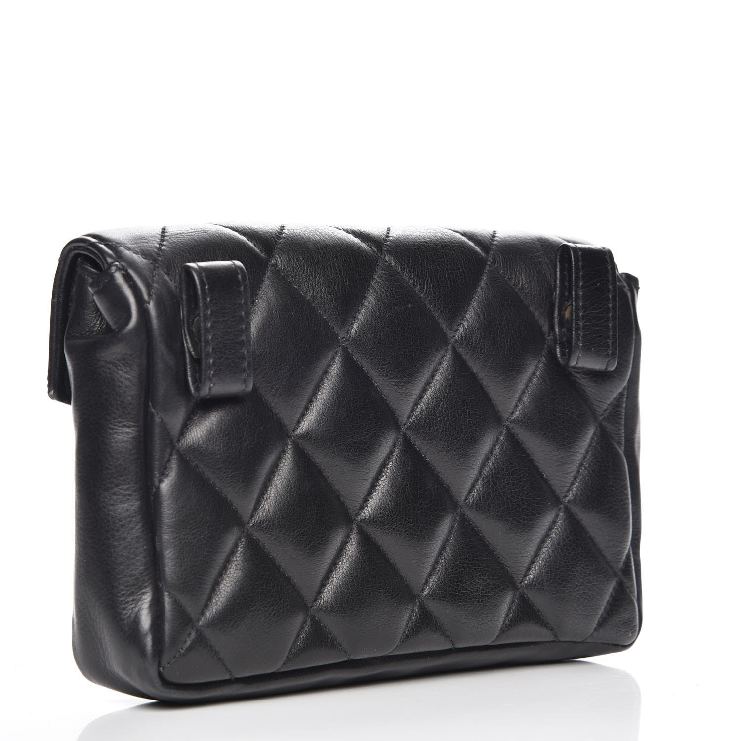 Chanel Calfskin Quilted Flap Belt Bag Clutch Black 3 of 7