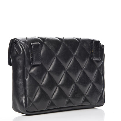 Chanel Calfskin Quilted Flap Belt Bag Clutch Black 3 of 7