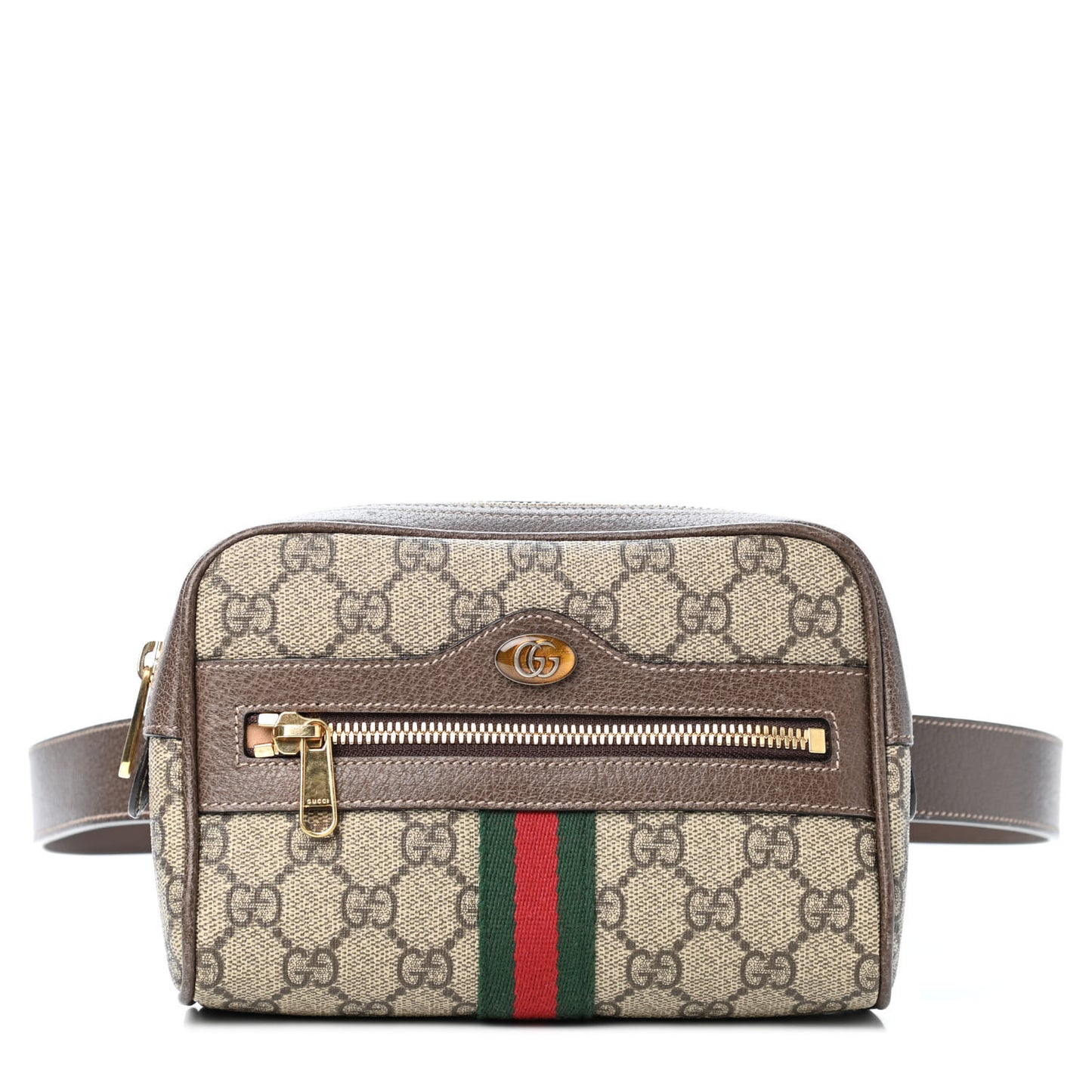 GG Supreme Monogram Web Small Ophidia Belt Bag 85 34 Dark Brown