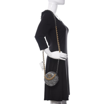 Chanel Sequin 19 Round Clutch With Chain Silver Black 2 of 11