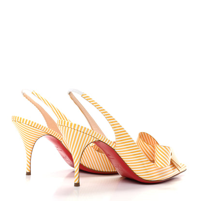 Christian Louboutin Patent Stripes Clare Nodo 80 Pumps 39.5 Banana White 4 of 8