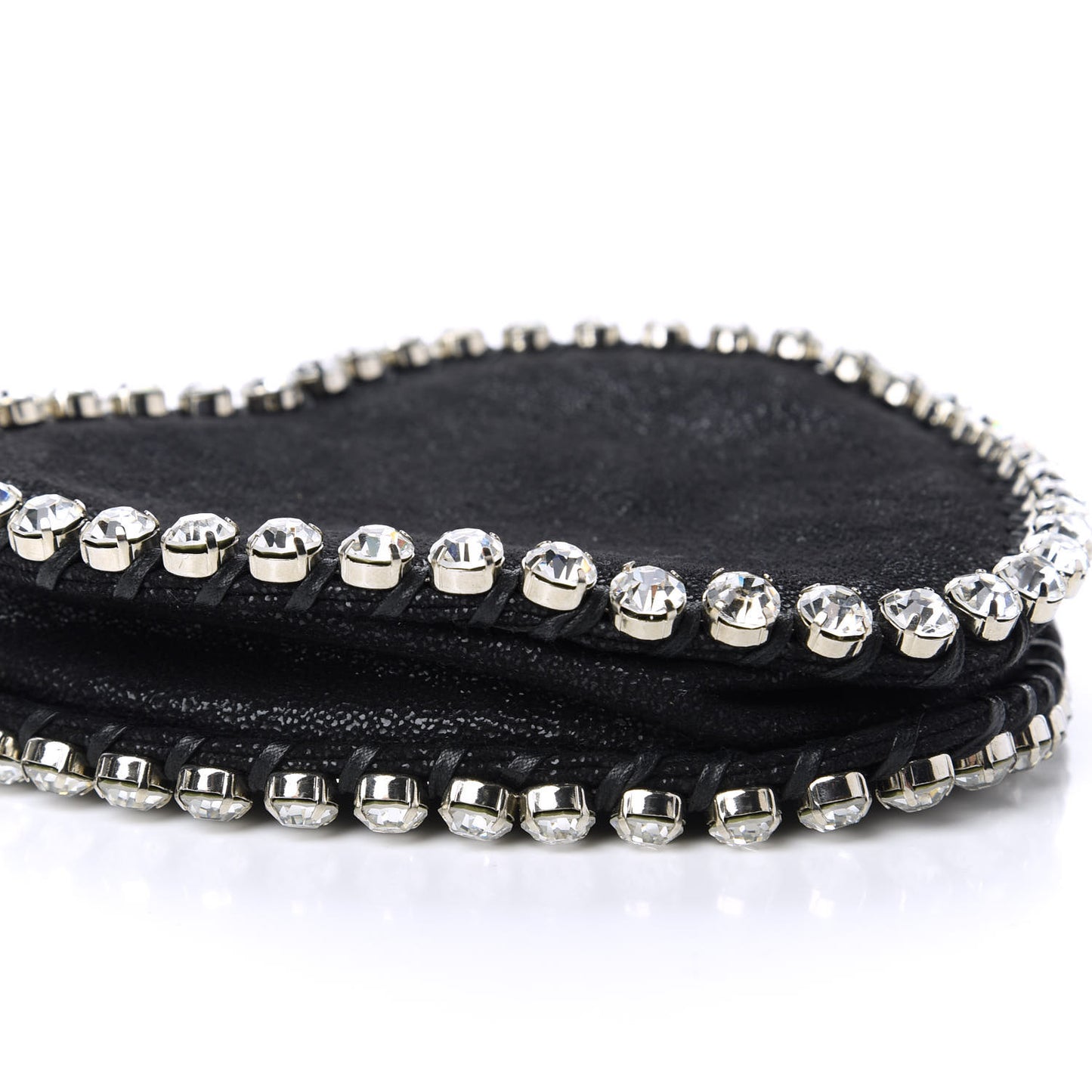 Shaggy Deer Crystal Falabella Heart Crossbody Bag Black