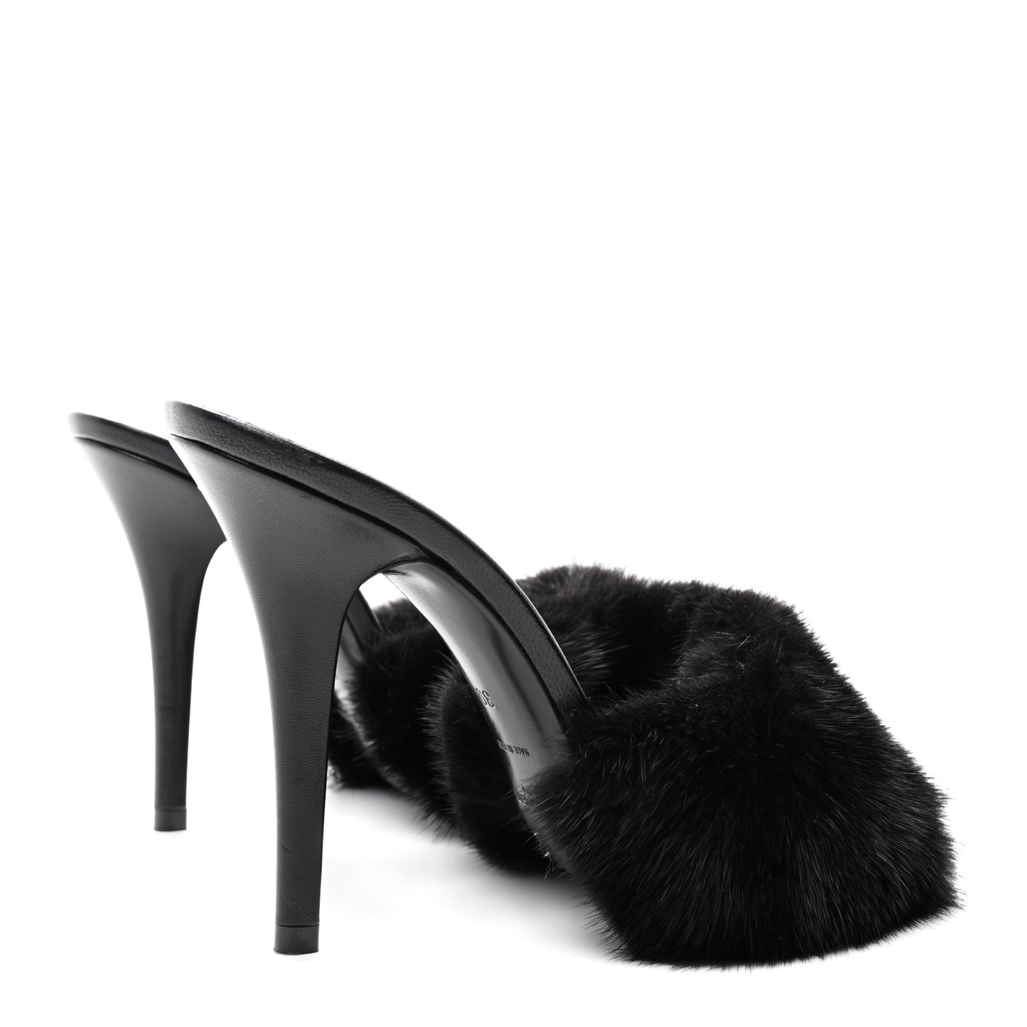 Mink Calfskin Roy Mule Sandals 39 Black