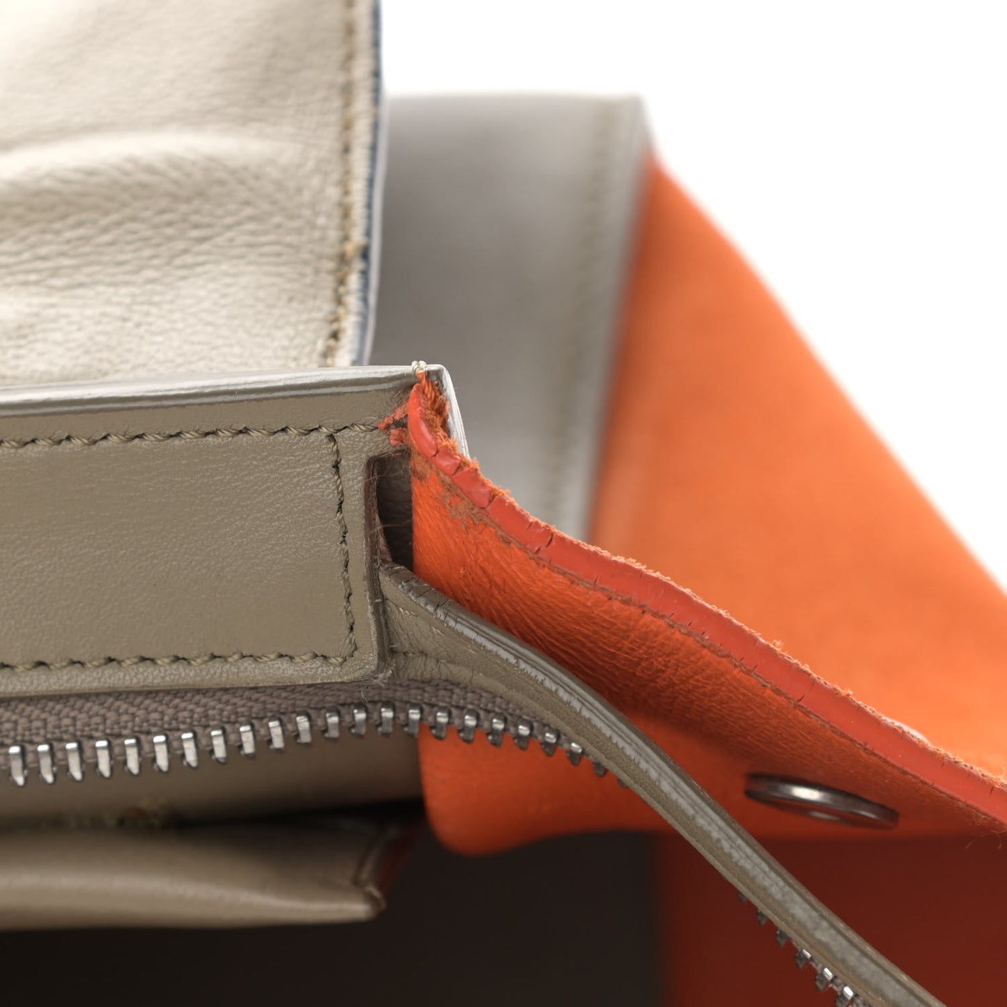 Smooth Calfskin Suede Small Tri-Color Trapeze Orange