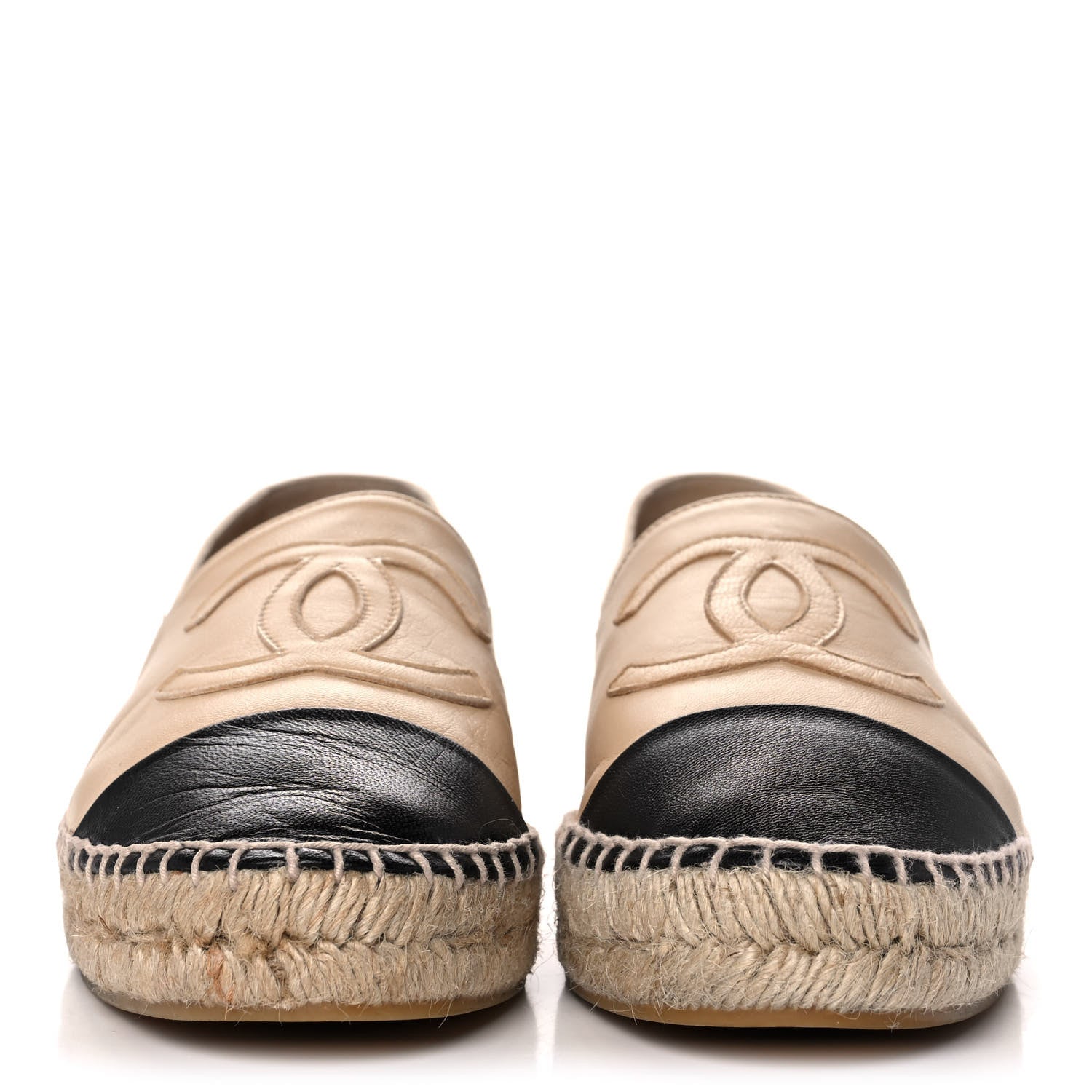 Chanel Lambskin CC Espadrilles 39 Beige Black 2 of 9