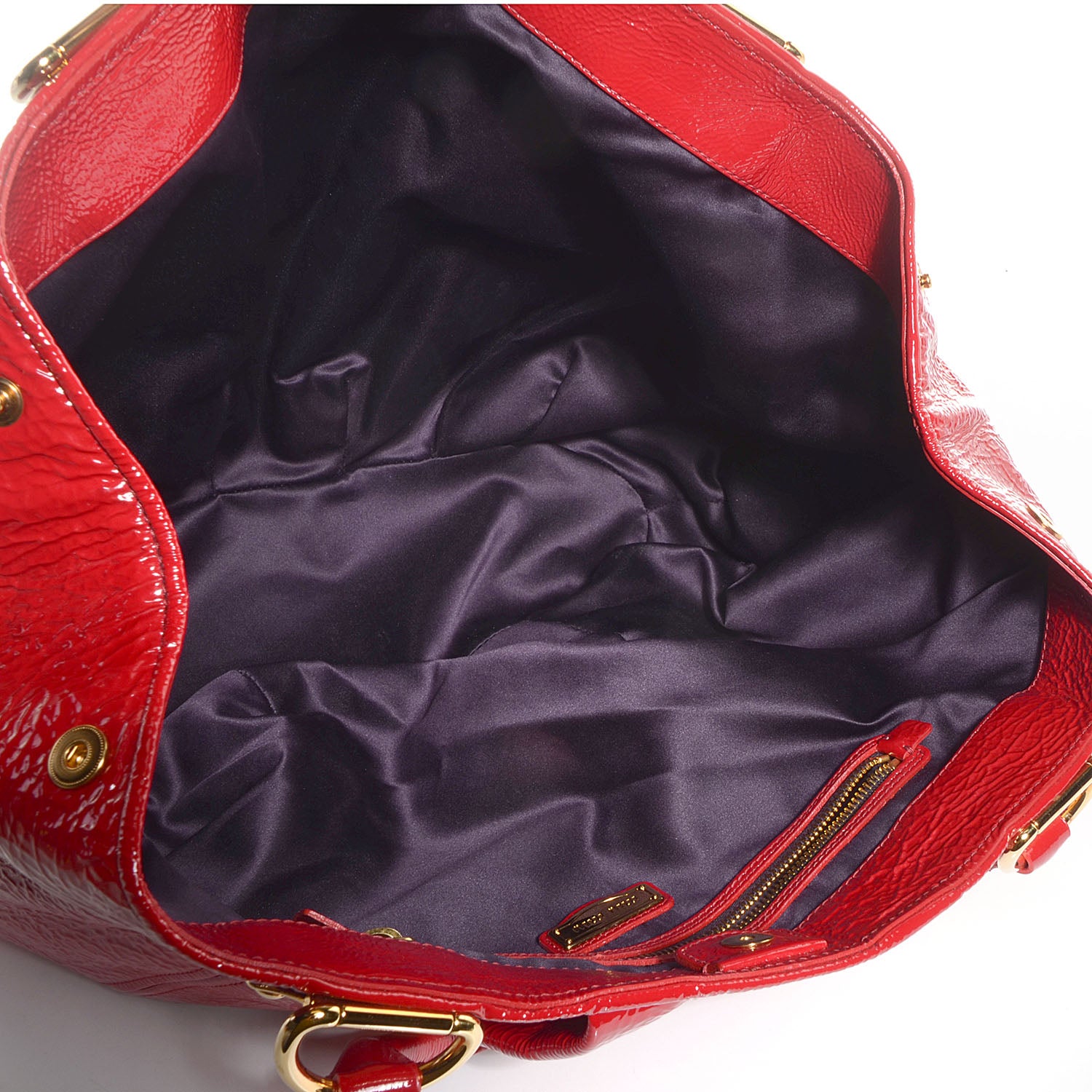 Miu Miu Crinkle Patent Tote Rosso 5 of 9