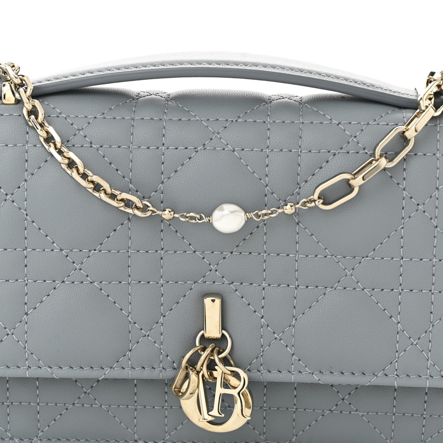 Lambskin Cannage Mini My Dior Top Handle Clutch Cloud Blue