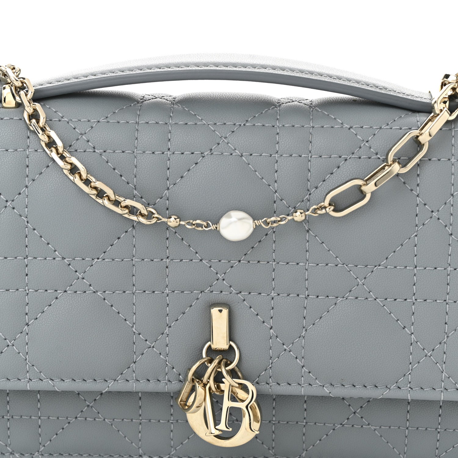 Christian Dior Lambskin Cannage Mini My Dior Top Handle Clutch Cloud Blue 8 of 11