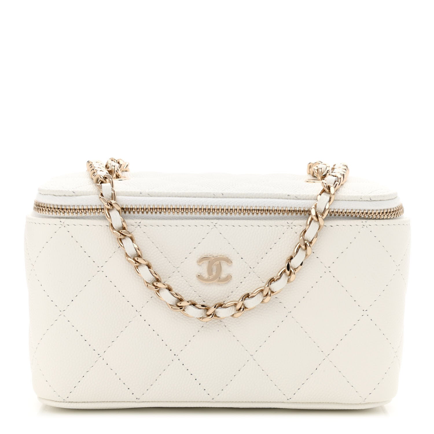 Chanel Caviar Quilted Small Vanity Case With Chain White 1 of 11