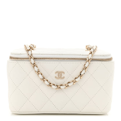 Chanel Caviar Quilted Small Vanity Case With Chain White 1 of 11