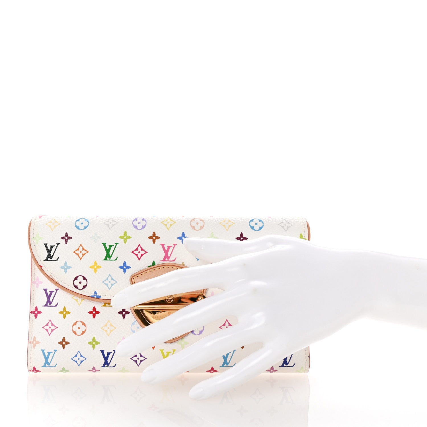 Louis Vuitton Monogram Multicolor Eugenie Wallet White Litchi 2 of 7