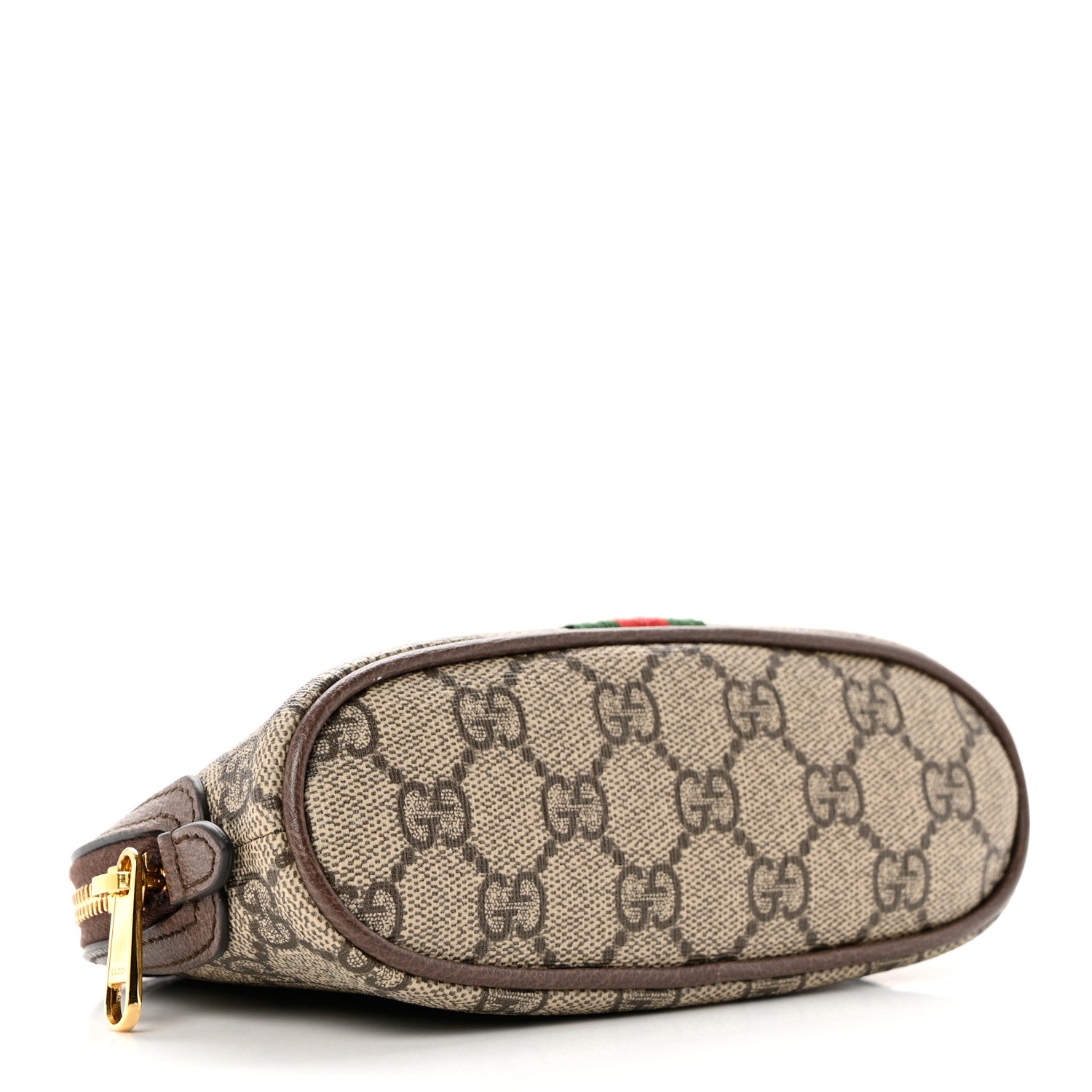 Gucci GG Supreme Monogram Textured Calfskin Web Medium Ophidia Cosmetic Case Beige Ebony New Acero 4 of 6