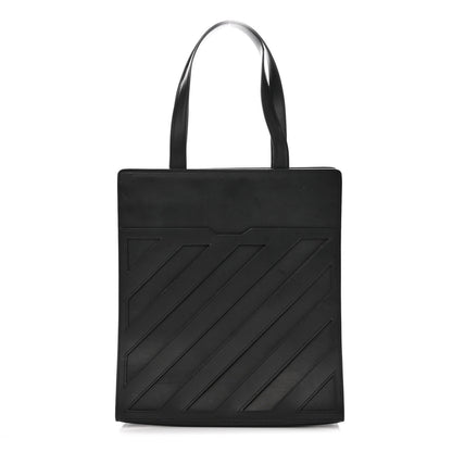 Off-White Calfskin Striped Diag Tote Black 1 of 9