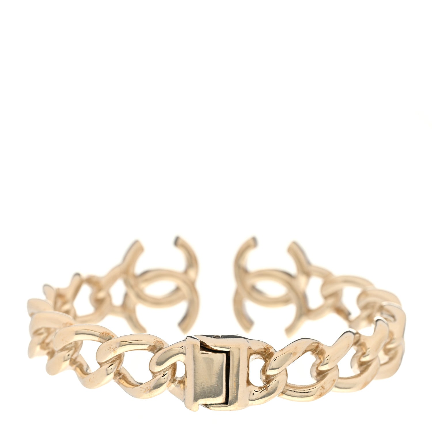 Chanel Metal CC Chain Link Cuff Bracelet Gold 3 of 5