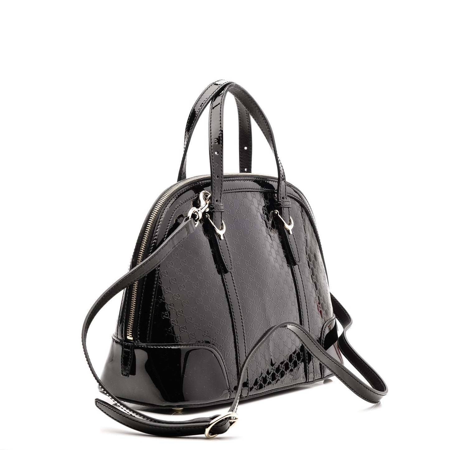 Patent Microguccissima Small Nice Top Handle Dome Bag Black
