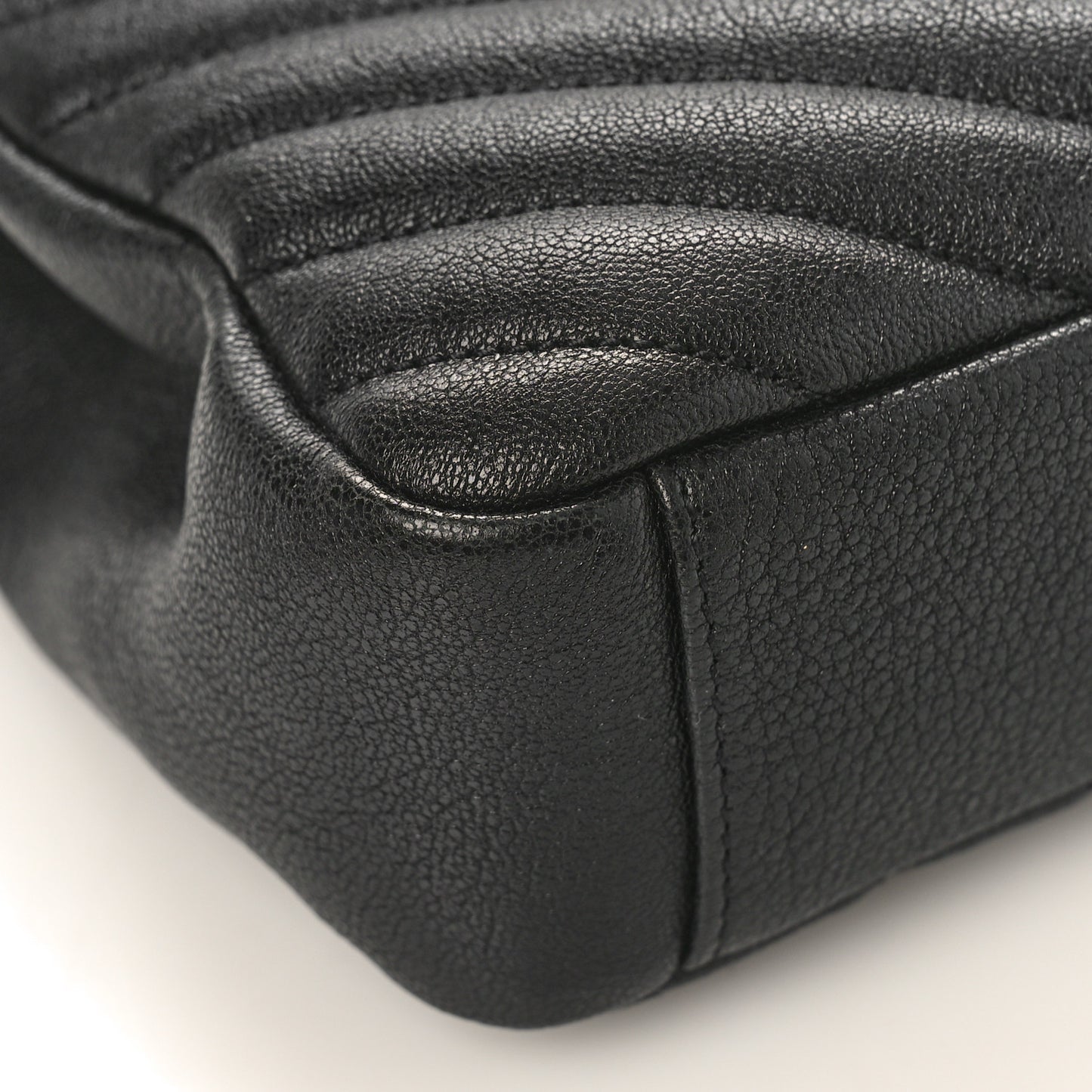 Sheepskin Matelasse Chevron Monogram Medium College Bag Black