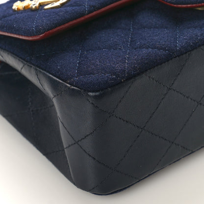 Chanel Felt Quilted Paris-Hamburg Charms Mini Rectangular Flap Dark Navy 8 of 9