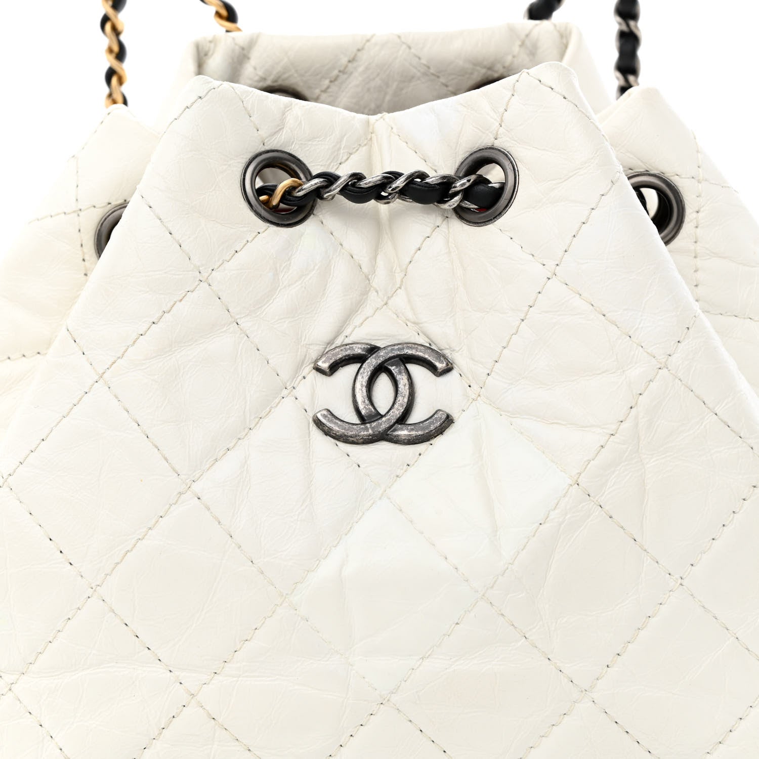 Chanel Aged Calfskin Quilted Small Gabrielle Backpack Black White 8 of 10