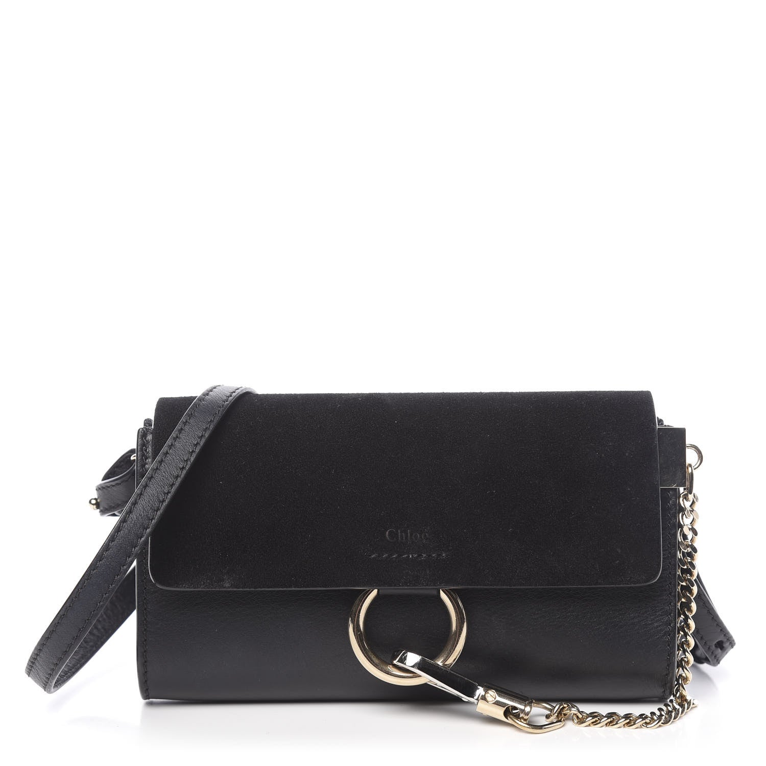 Chloe Suede Calfskin Mini Faye Shoulder Bag Black 1 of 9