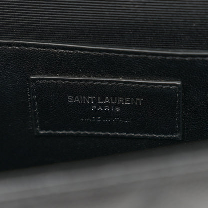 Saint Laurent Grain De Poudre Textured Mixed Matelasse Triquilt Medium Monogram Monochrome Satchel Black 6 of 11