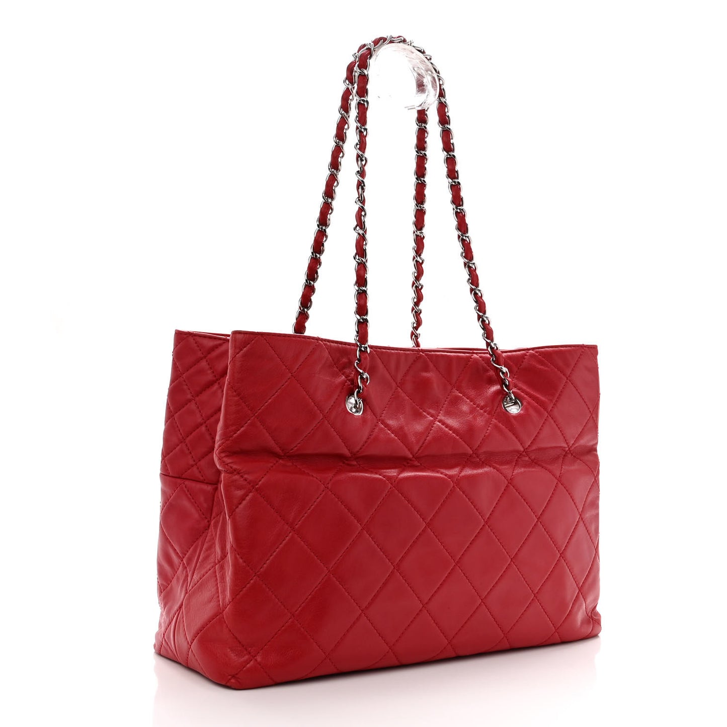 Calfskin Quilted Large In the Business Tote Red
