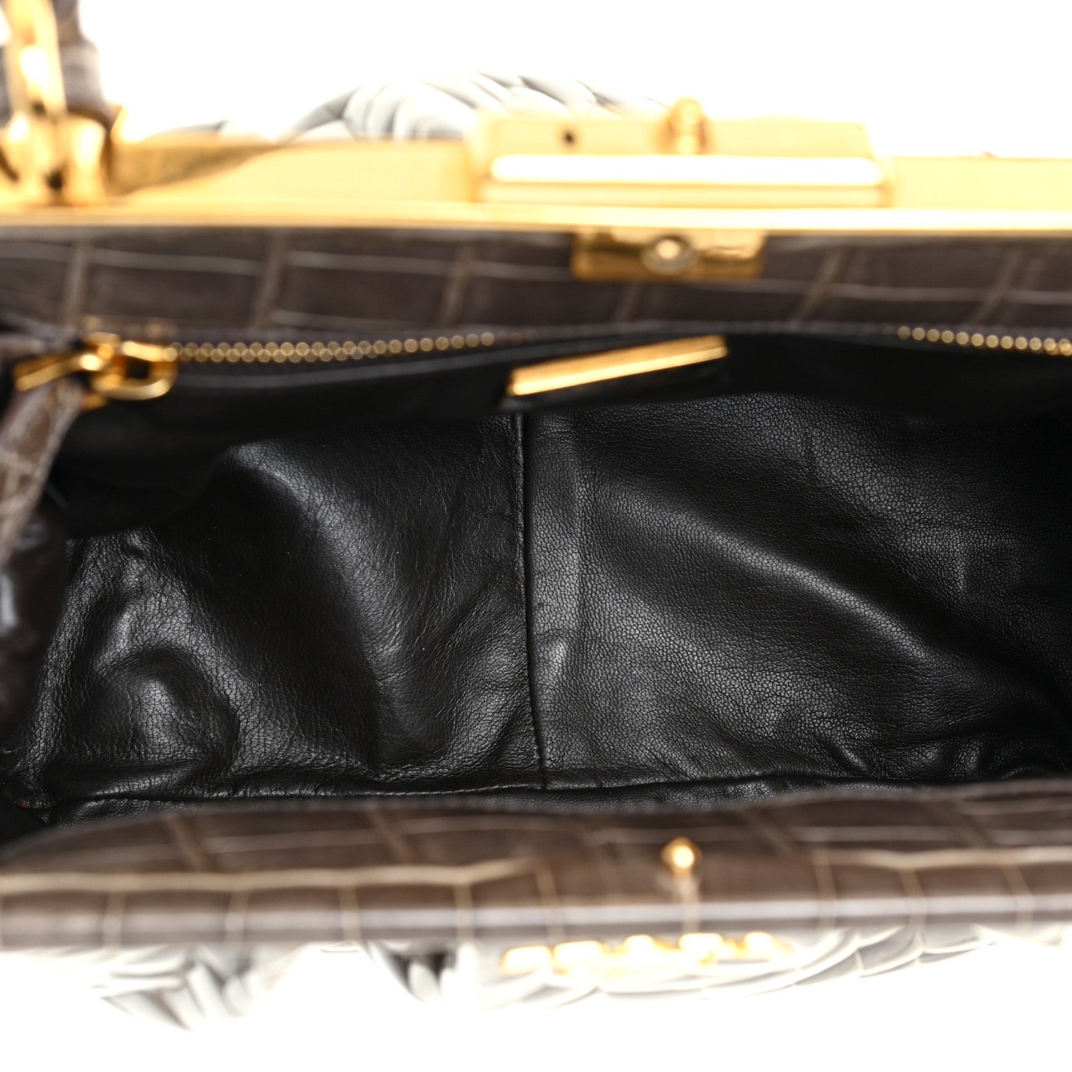 Prada Crocodile Frame Shoulder Bag Grigio 5 of 13