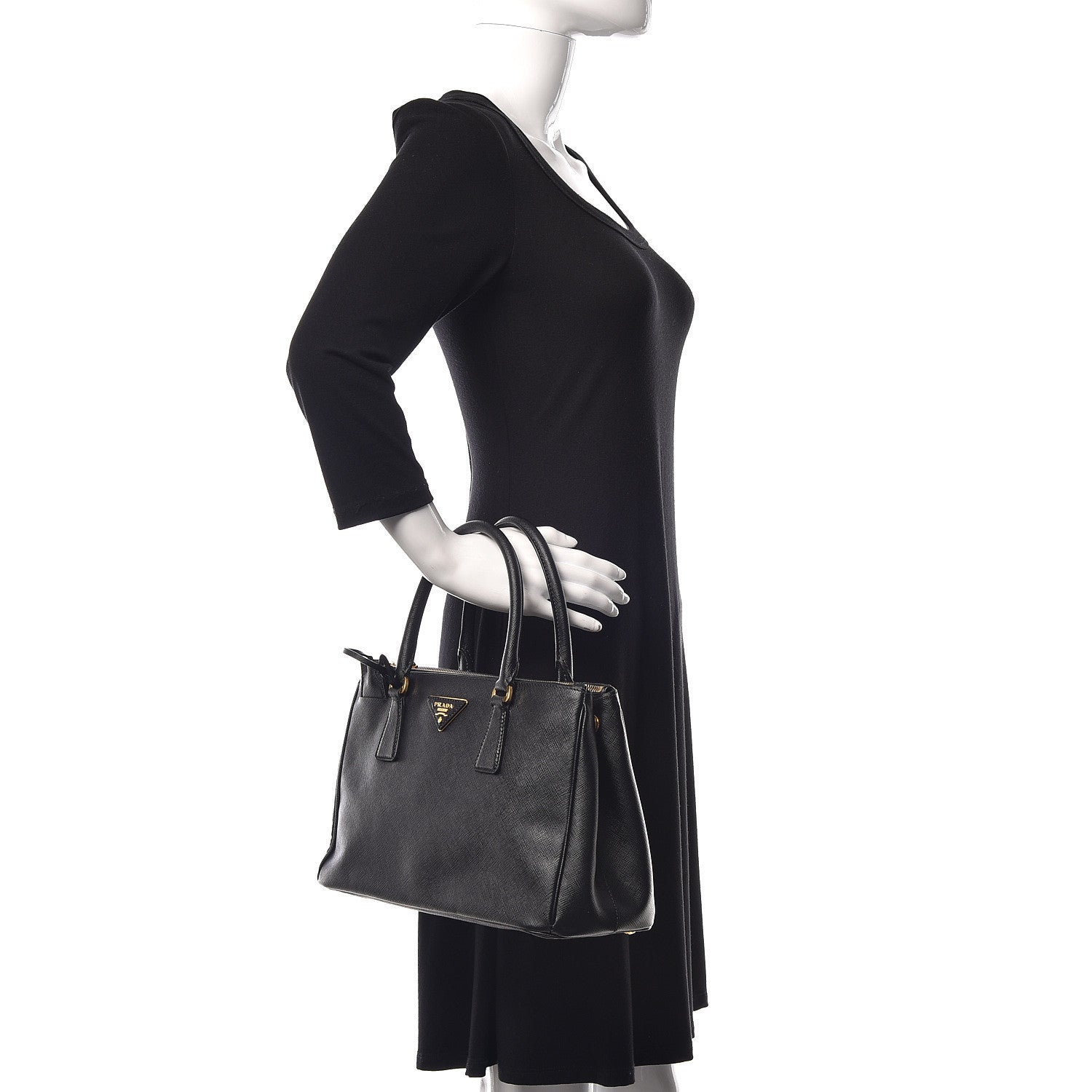 Prada Saffiano Small Galleria Double Zip Tote Black 2 of 10