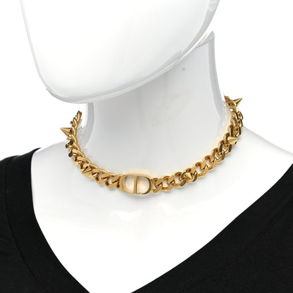 Christian Dior Metal CD Spikes Choker Necklace Gold 2 of 5