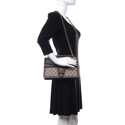 Gucci GG Supreme Monogram Textured Dollar Calfskin Top Handle Dionysus Shoulder Bag Beige Ebony New Acero 2 of 11