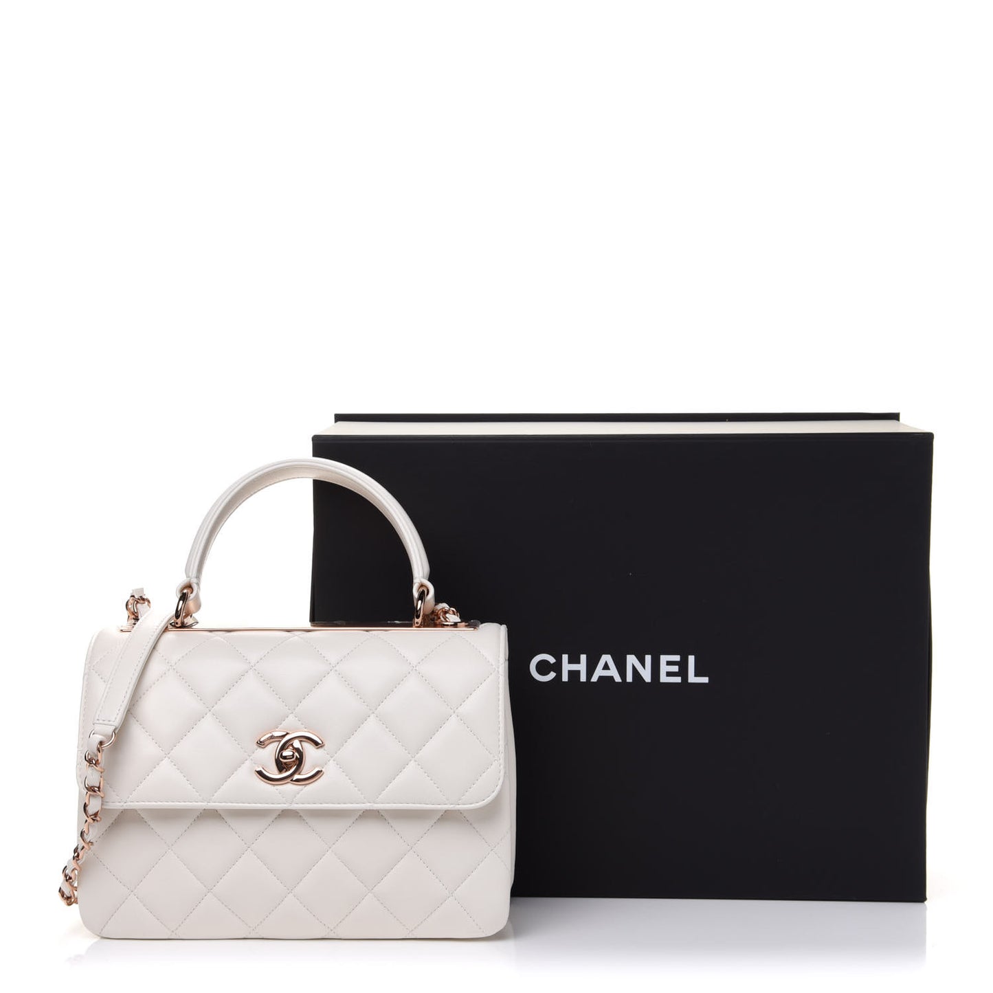 Lambskin Quilted Small Trendy CC Dual Handle Flap Bag White