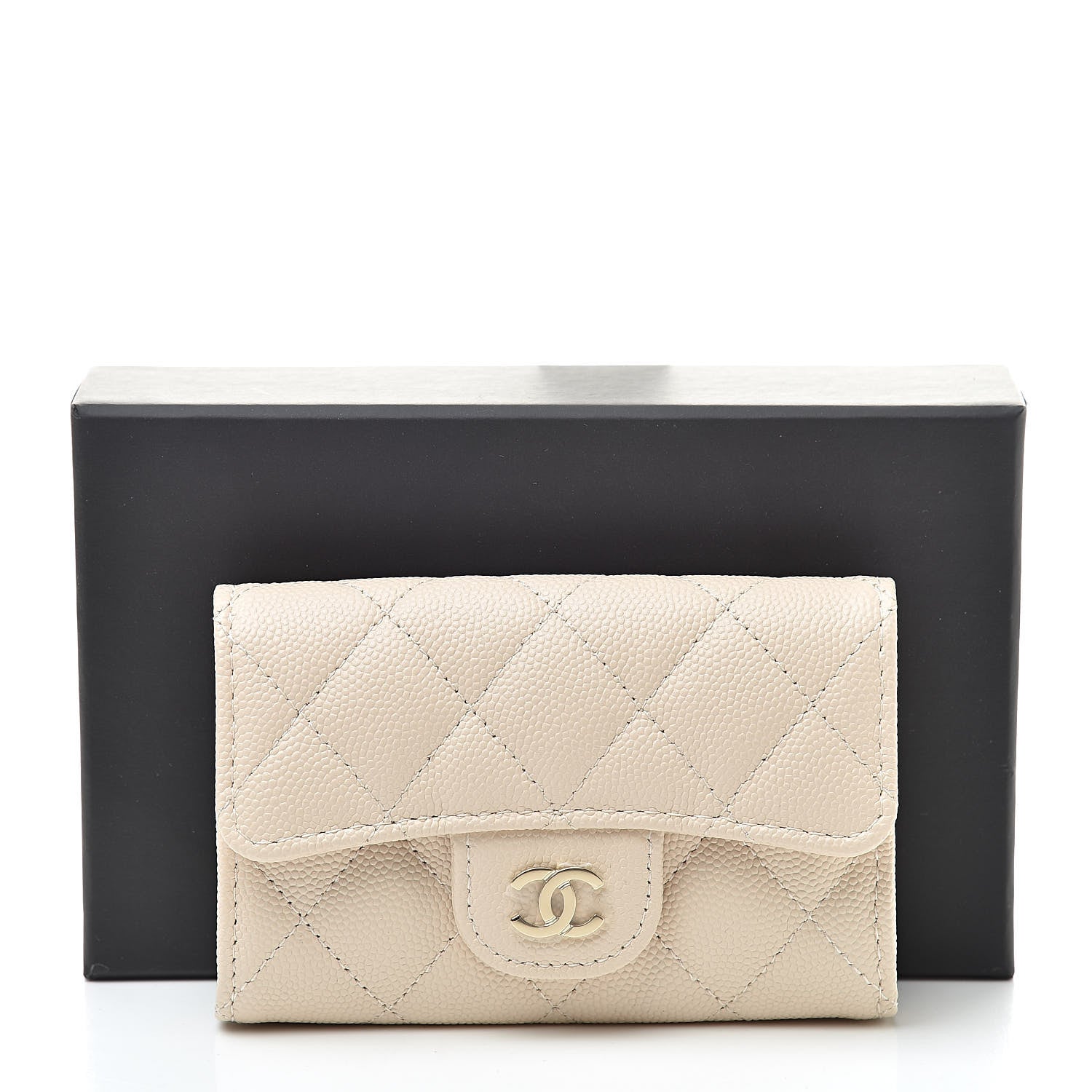 Chanel Caviar Quilted Flap Card Holder Wallet Light Beige 9 of 9