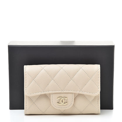 Chanel Caviar Quilted Flap Card Holder Wallet Light Beige 9 of 9
