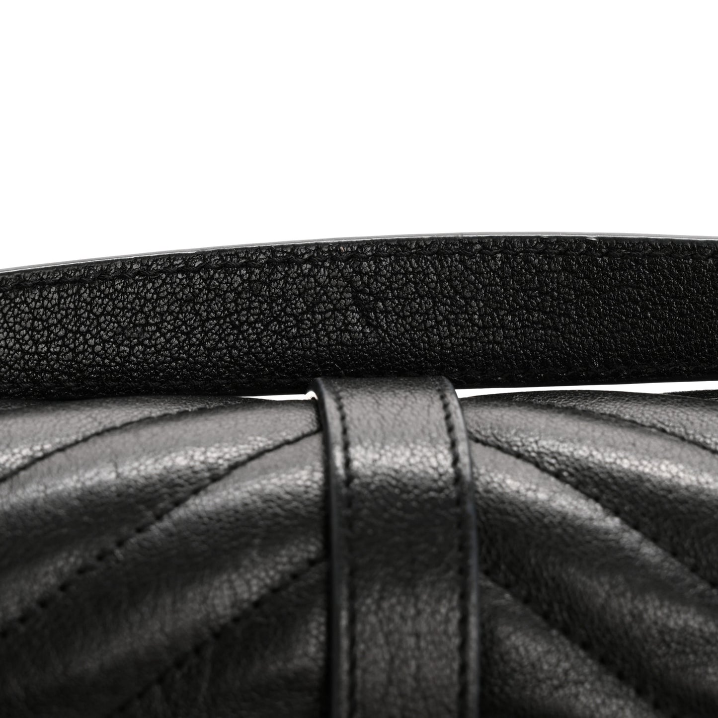 Sheepskin Matelasse Chevron Monogram Medium College Bag Black
