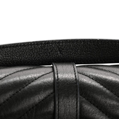Saint Laurent Sheepskin Matelasse Chevron Monogram Medium College Bag Black 13 of 14