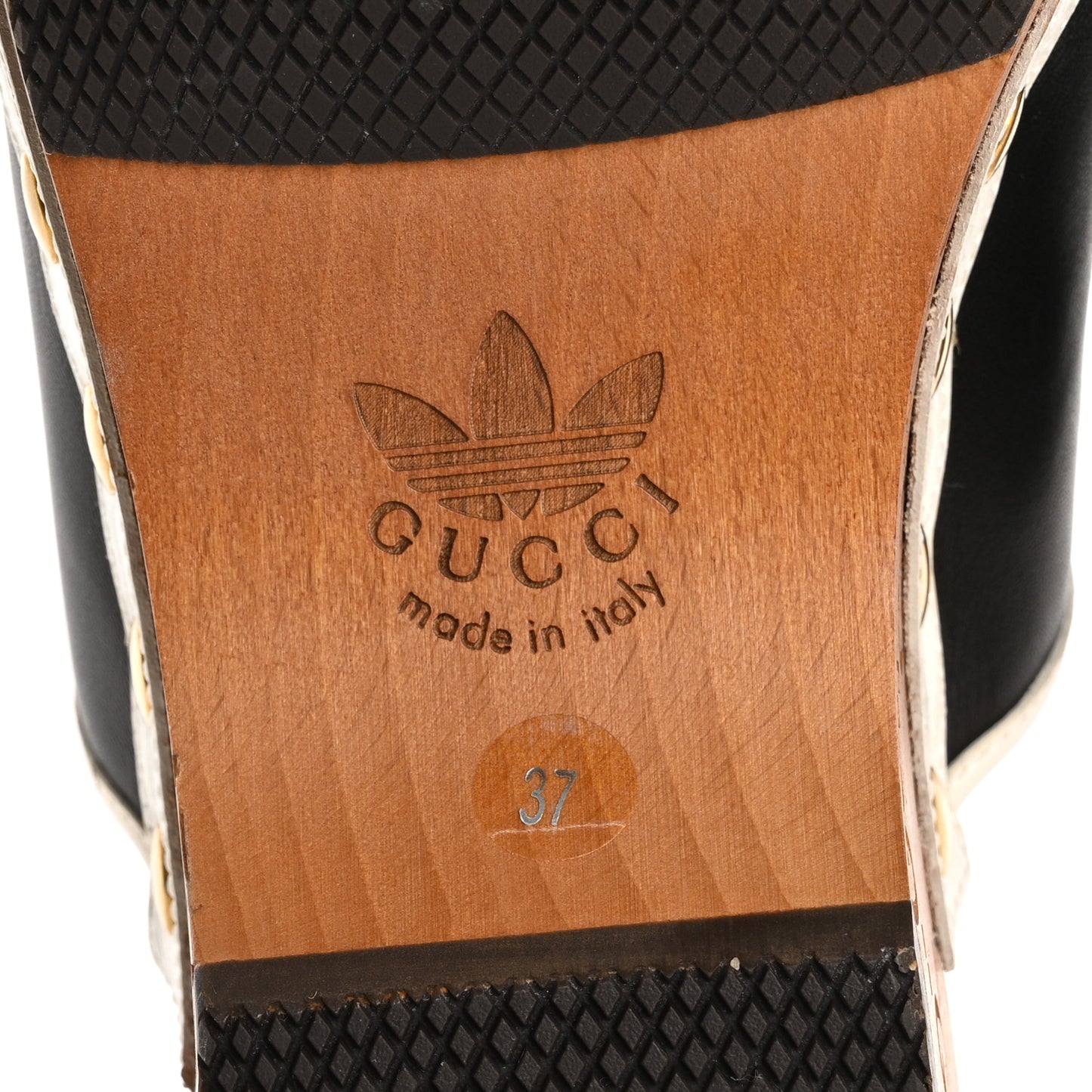 X ADIDAS Quebec Calfskin Quentin Goatskin Horsebit Trefoil Clog Mules 37 Black Off White