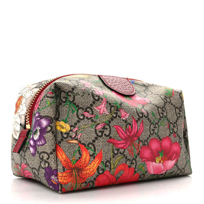 Gucci Soft GG Supreme Monogram Flora Calfskin Medium Ophidia Cosmetic Case Beige Ebony Multicolor Rosso 3 of 9